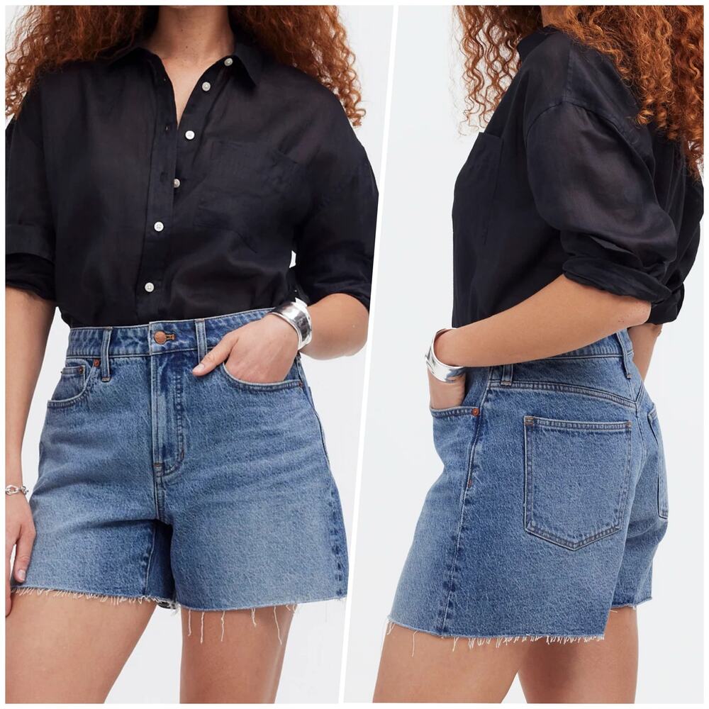 Madewell | Women | The Curvy Perfect Dewberry Cut Off Denim Jean Shorts | Sz 27 - Picture 13 of 13